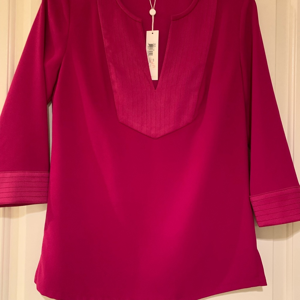 Trina Turk Burgundy Tunic Blouse Size small